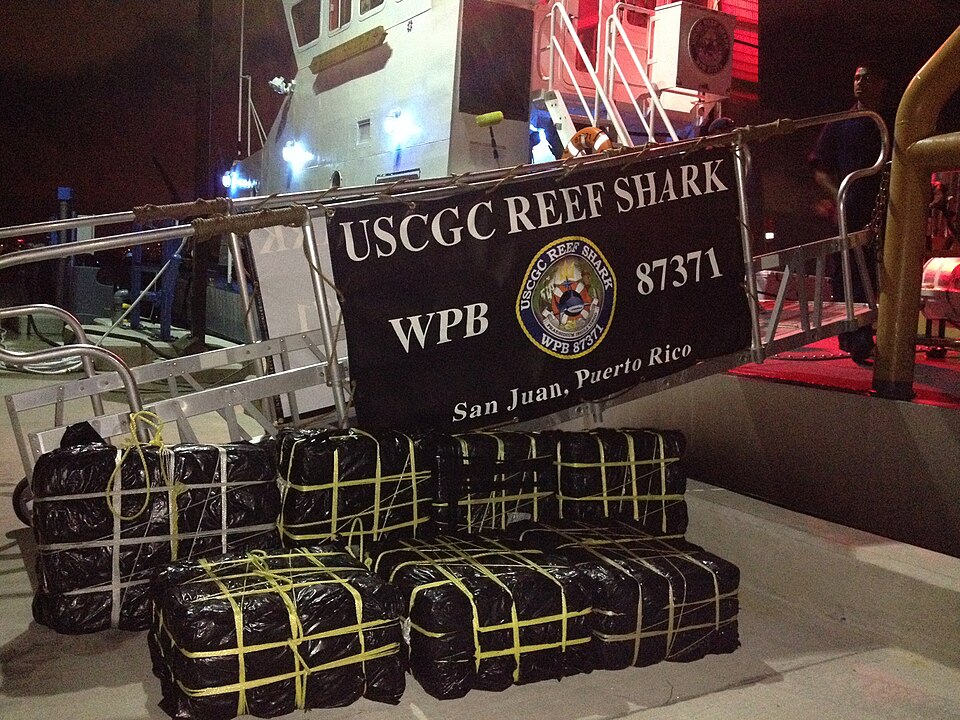A $5.7 million cocaine shipment, weighing approximately 533 pounds, rests at the Coast Guard Sector 