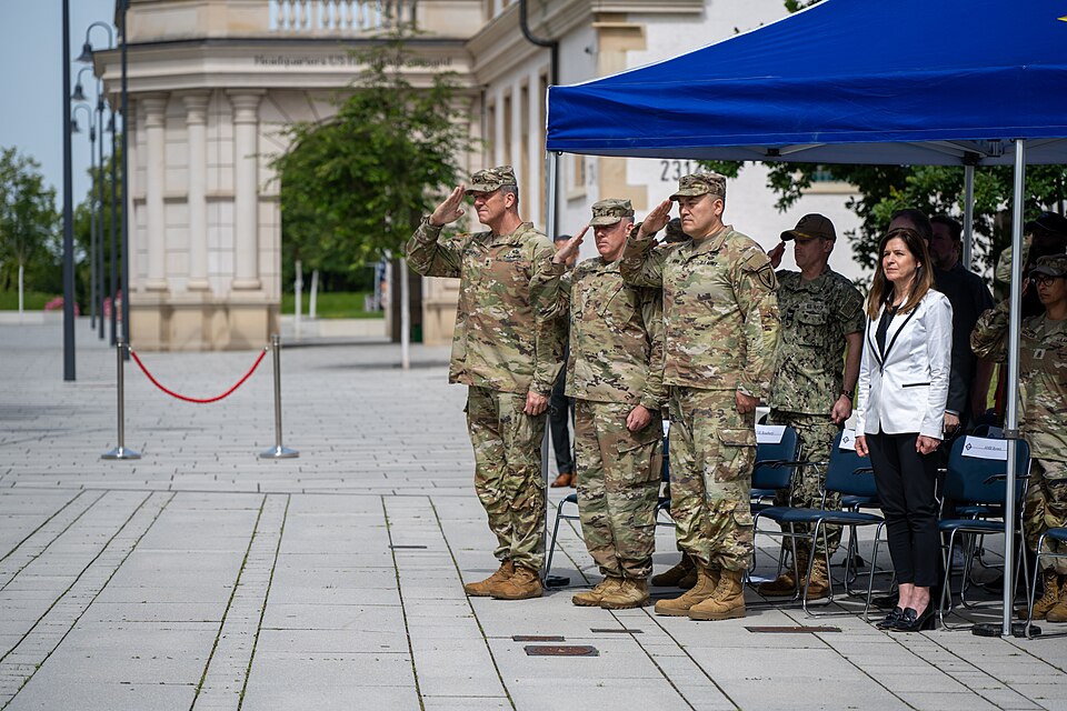 U.S. Army Major General Peter B. Andrysiak, USEUCOM Chief of Staff, Col Ryan K. Roseberry outgoing U