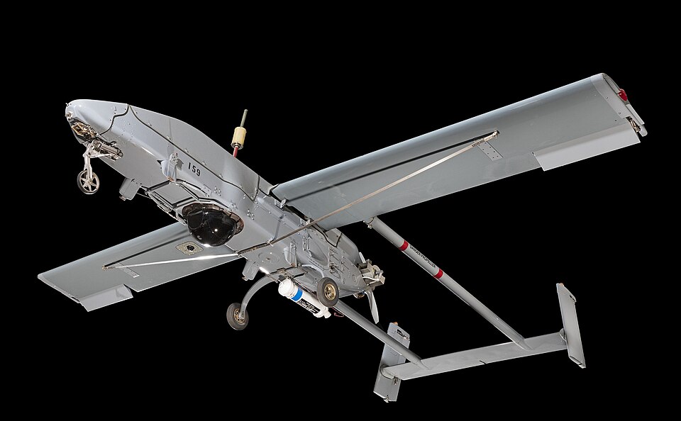 Unmanned Aerial Vehicle; Single engine; Pusher propeller; Twin tailbooms and rudders; Fixed tricycle
