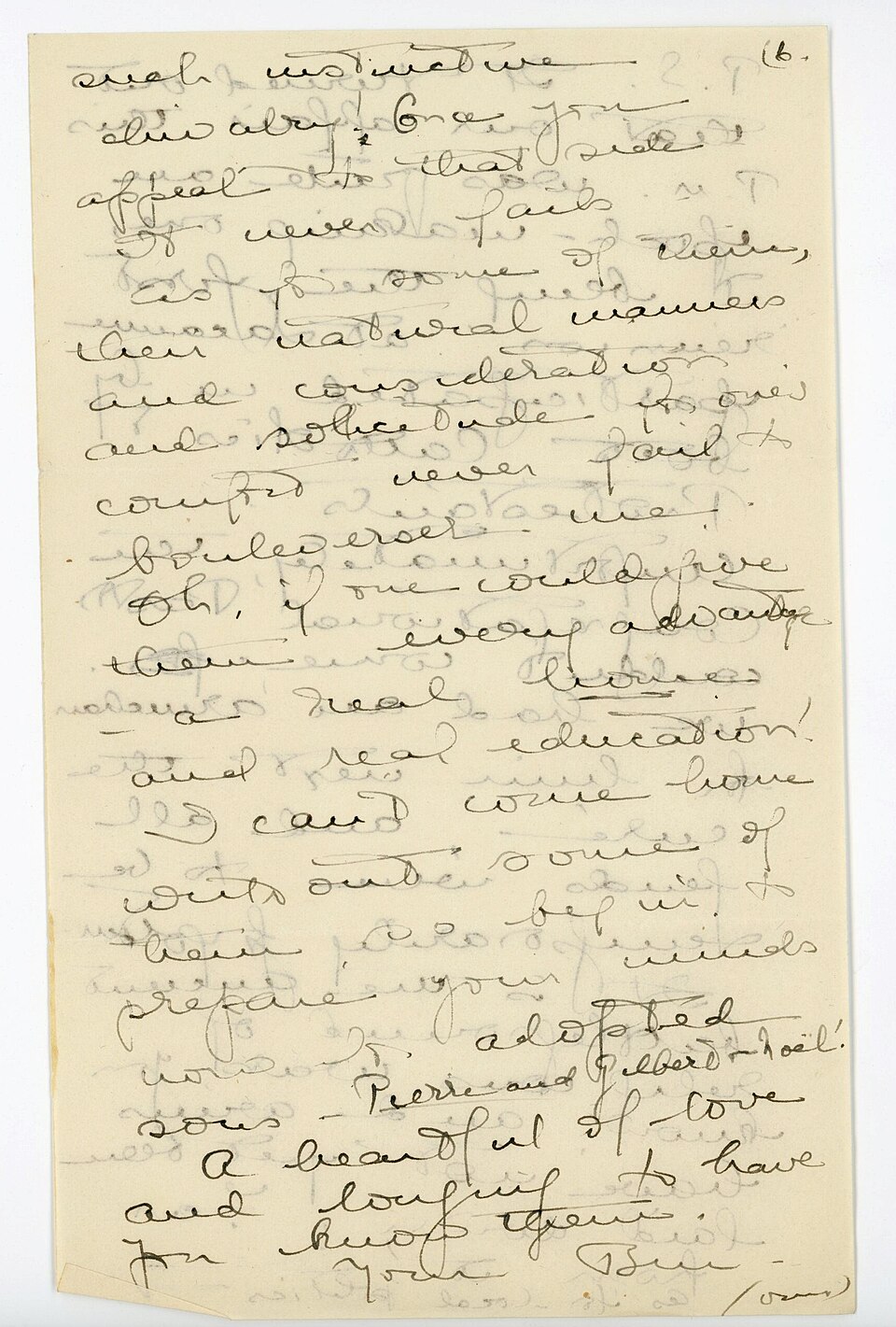 Manuscript letter
Archives Number: 1006/004.006.002-006#032
Aug. 18, 1918 
Dearest Family, 
We’ve had such a lovely gala day — a whole afternoon of surprise entertainment got up by the Lupand[?] farm boys to celebrate Mlle de Rose’s fête and as a tribute to les Americaines. 
They acted play after pl