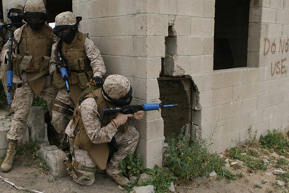 Marines with Military Police Company, Combat Logistics Regiment 17, 1st Marine Logistics Group, post