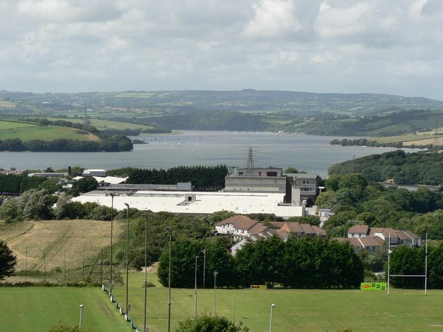 Overlooking Recreation site toward Ernesettle Industrial Estate at Warren Point. A view up the Tamar