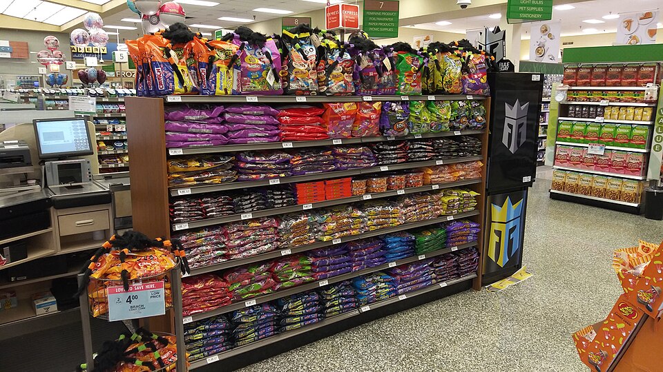 A display of Halloween candy near the checkout lanes in a Publix Super Market in Tri-City Plaza, Cle