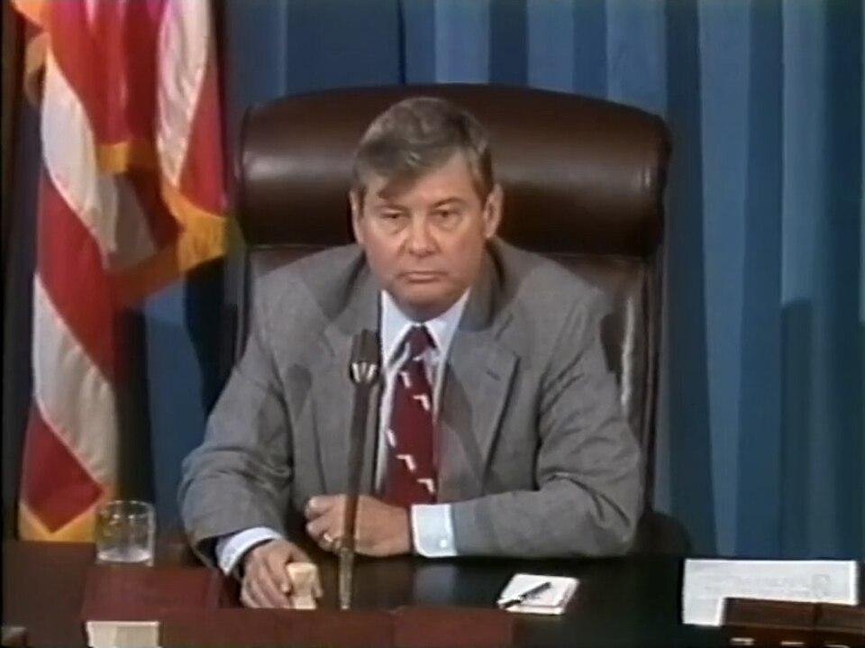 Bob Graham presiding over the U.S. Senate during the debate and vote over the confirmation of Reagan Supreme Court appointee Robert Bork.
