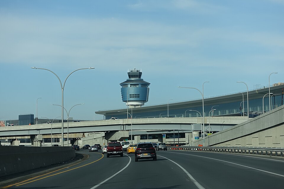 Traveling west on the Grand Central Parkway through LaGuardia Airport in East Elmhurst, Queens. Pict