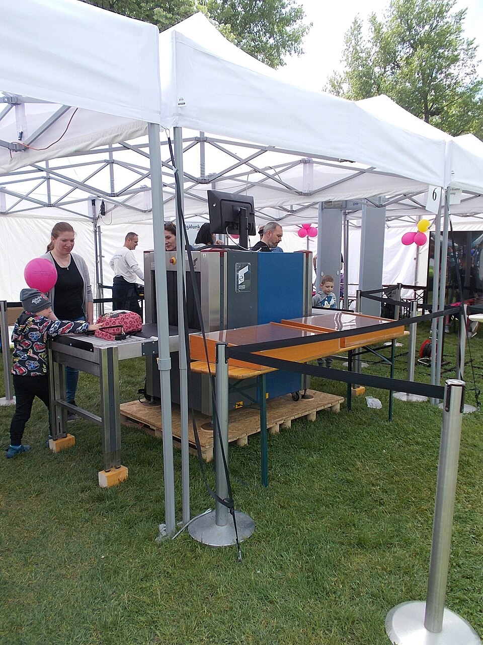 National Police Department (ORFK) Airport Police Directorate exhibition stand/tent, baggage screenin