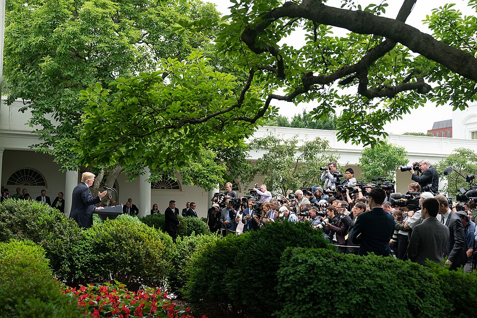 President Donald J. Trump addresses his remarks in the Rose Garden following his meeting with Congre