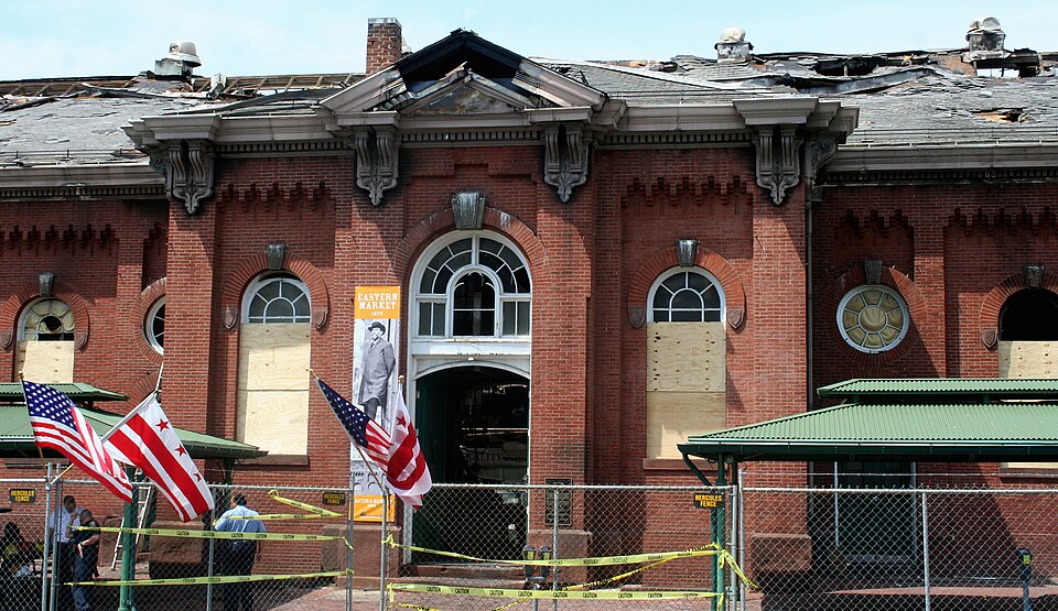 A burned up structure in Washington, DC.