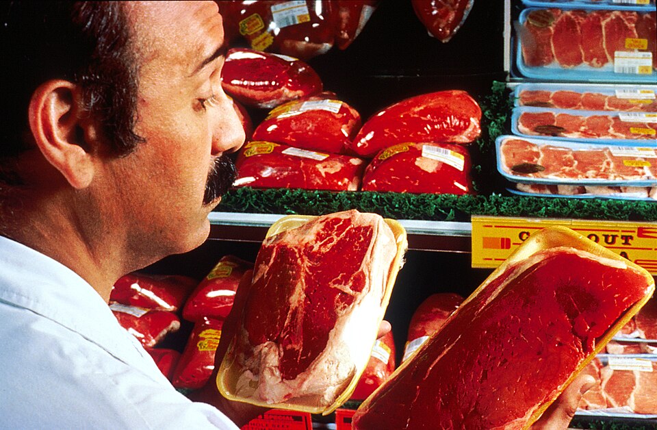 Title Man Grocery Shopping
Description A Caucasian man in the meat section of a grocery store, consi