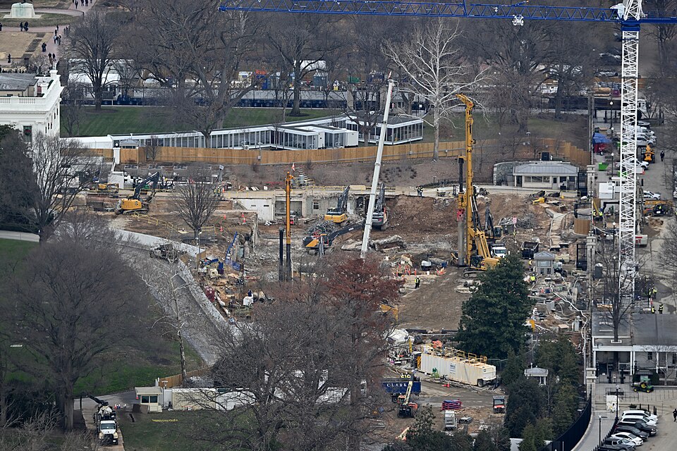Construction of the White House State Ballroom on December 17, 2025.  The East Wing of the White Hou